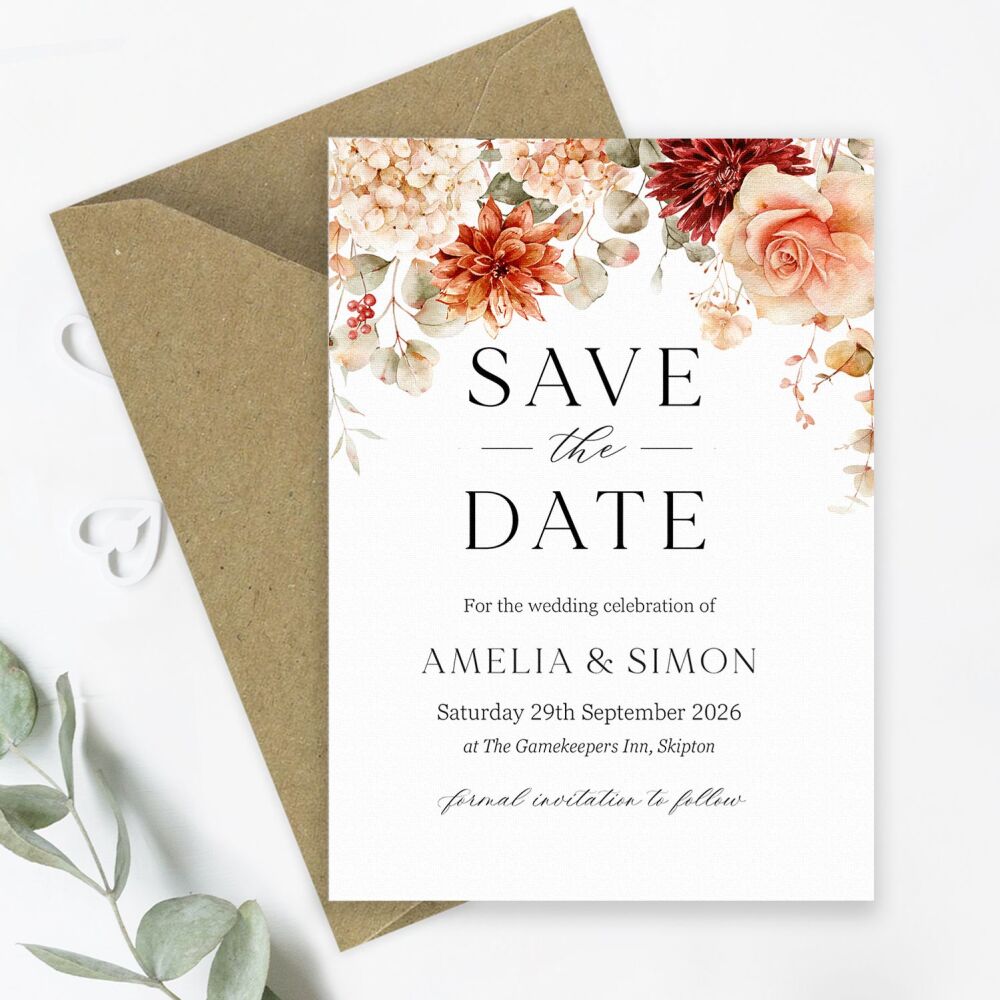 Cinnamon Floral Save the Date