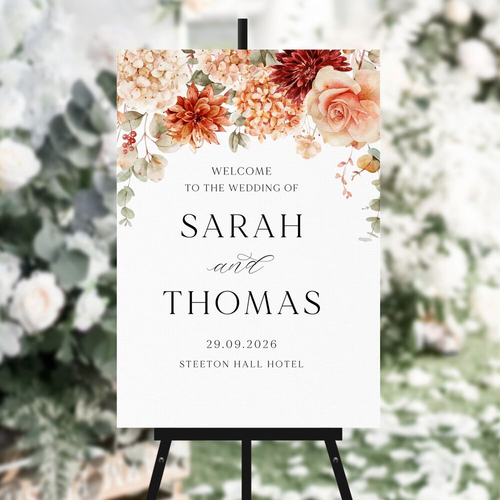 Cinnamon Floral Welcome Sign