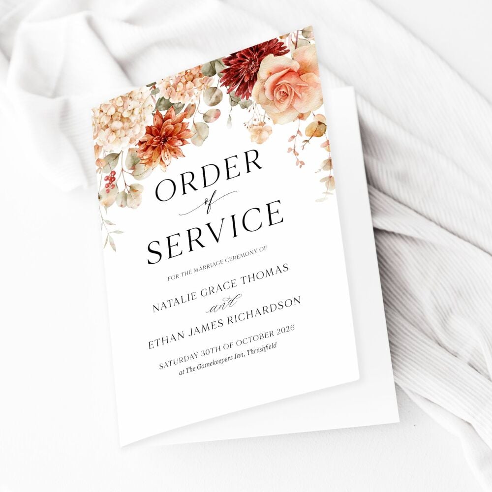 Cinnamon Floral Order of Service Booklet