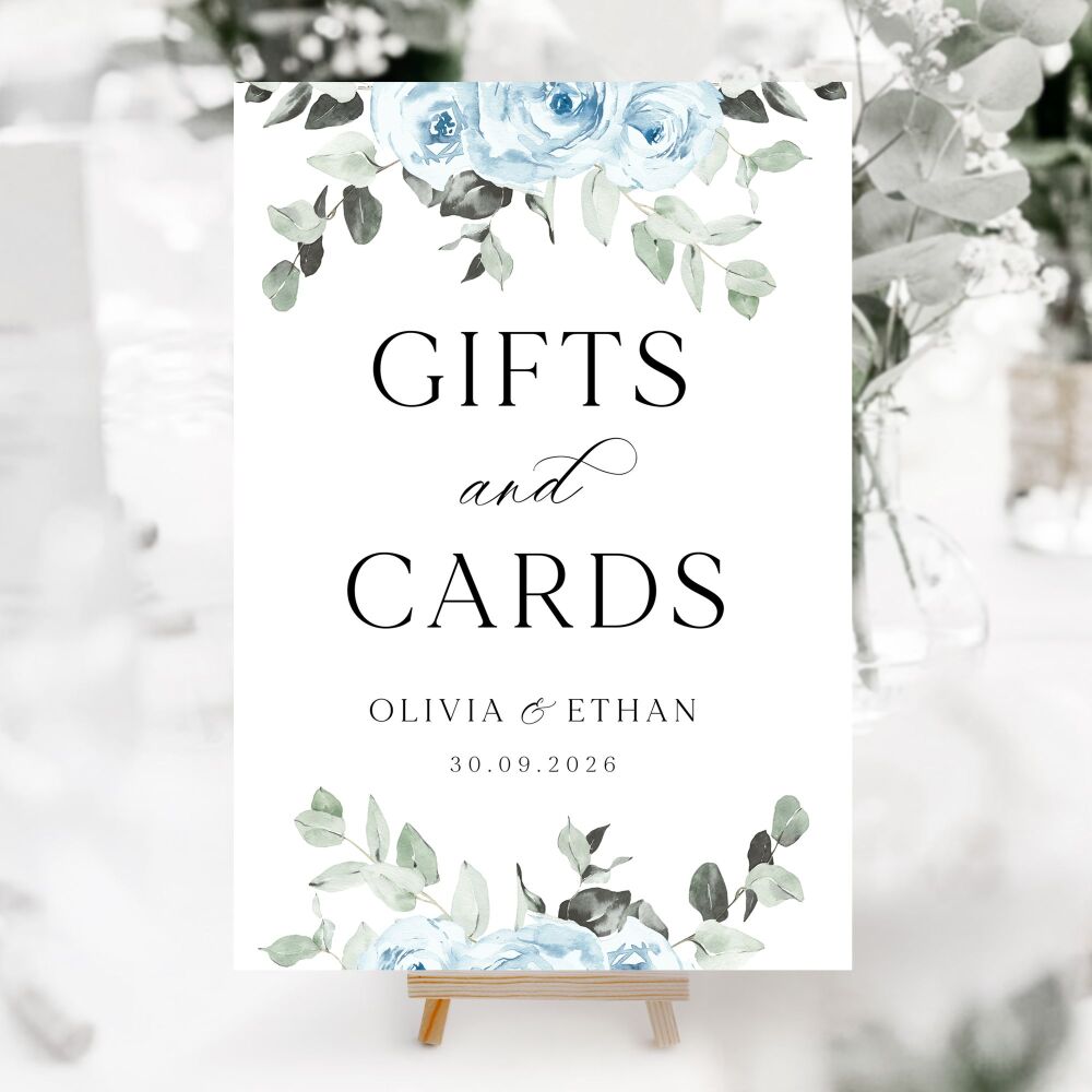 Baby Blue Floral Wedding Accessory Signs (Choose Your Sign)