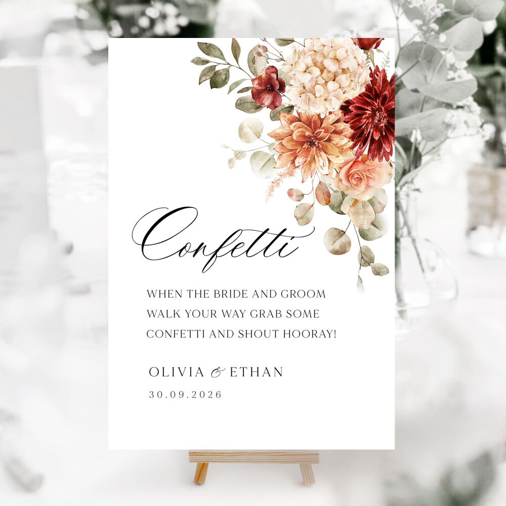 Cinnamon Floral Wedding Accessory Signs (Choose Your Sign)