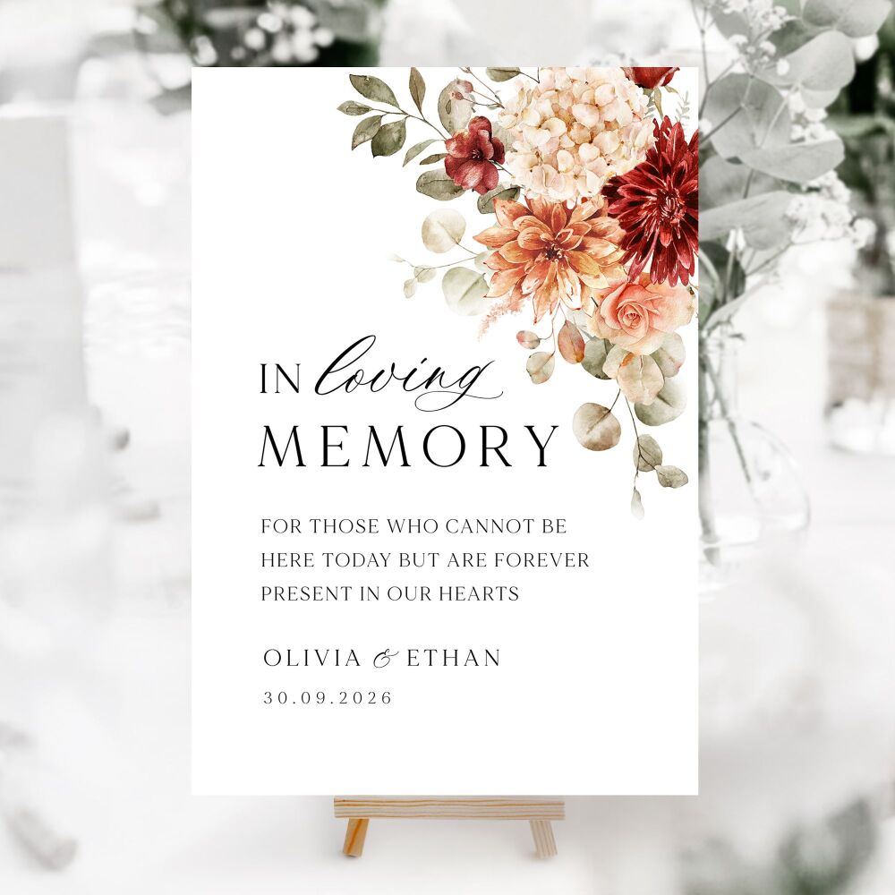 Cinnamon Floral Wedding Accessory Signs (Choose Your Sign)