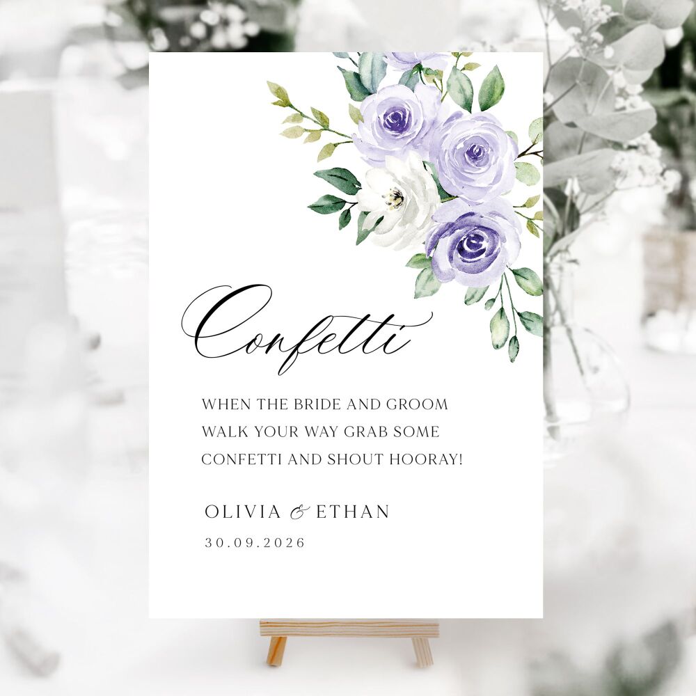 Lilac Roses Wedding Accessory Signs (Choose Your Sign)