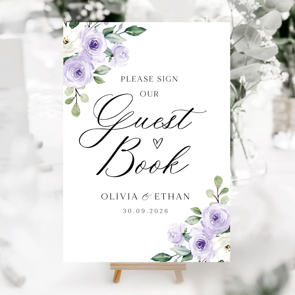 Lilac Roses Wedding Accessory Signs (Choose Your Sign)