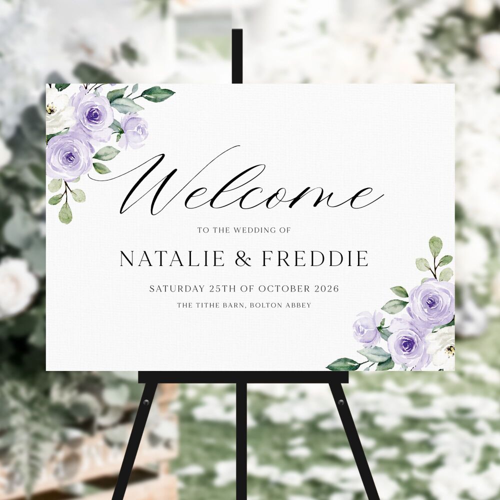 Lilac Roses Welcome Sign