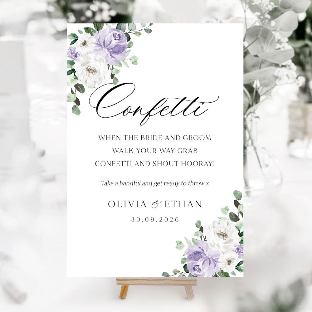 Lilac Florals & Eucalyptus Wedding Accessory Signs (Choose Your Sign)