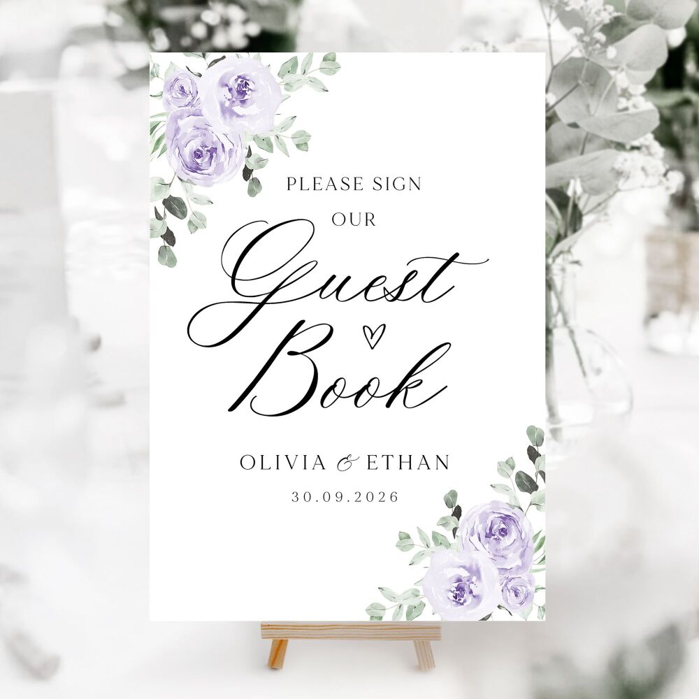 Lilac & Sage Floral Wedding Accessory Signs (Choose Your Sign)