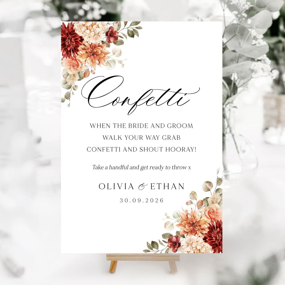 Cinnamon Floral Wedding Accessory Signs (Choose Your Sign)