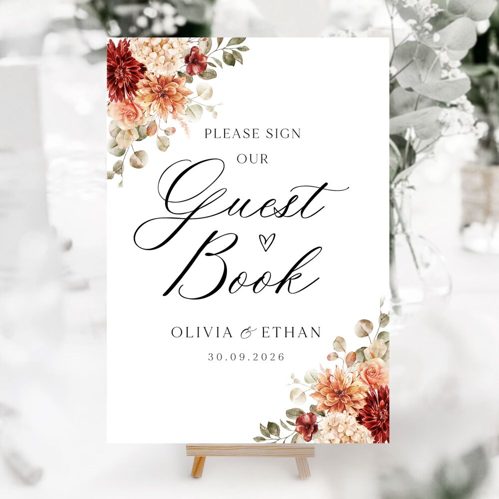 Cinnamon Floral Wedding Accessory Signs (Choose Your Sign)