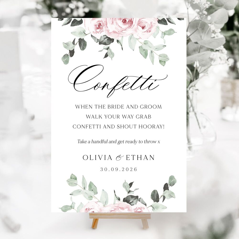 Dusky Pink Floral Wedding Accessory Signs (Choose Your Sign)