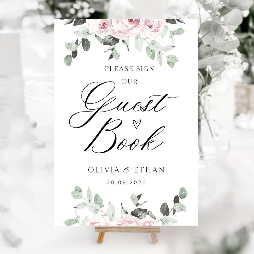 Dusky Pink Floral Wedding Accessory Signs (Choose Your Sign)