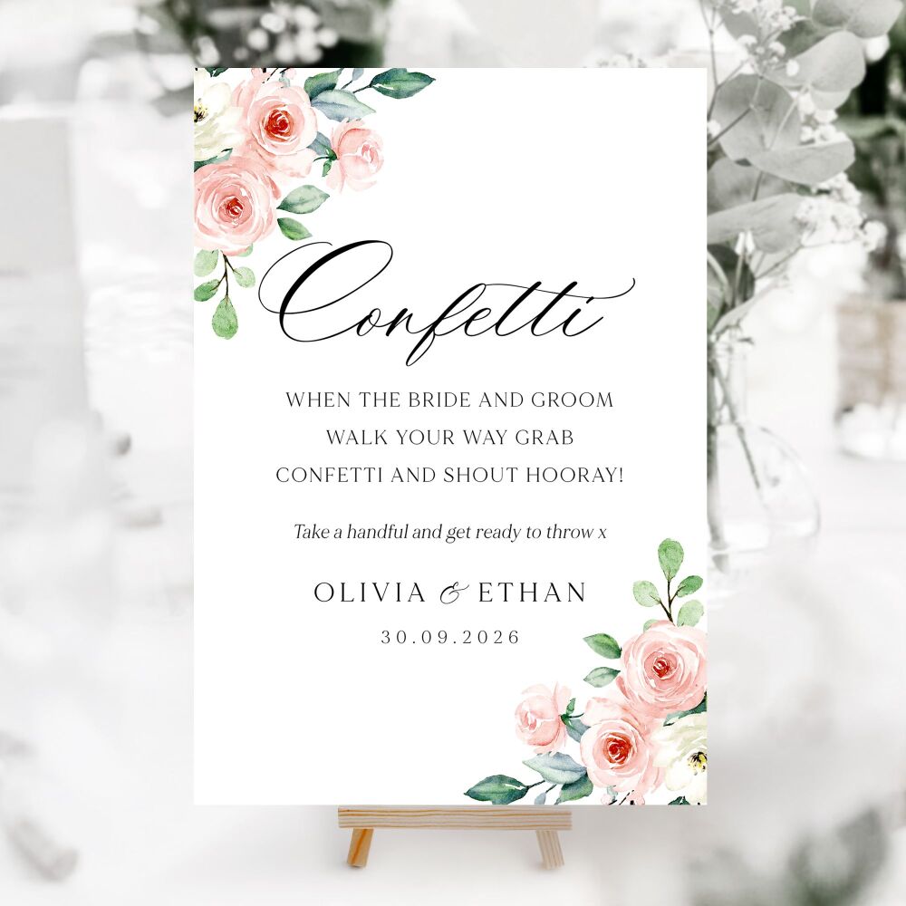 Blush Roses Wedding Accessory Signs (Choose Your Sign)