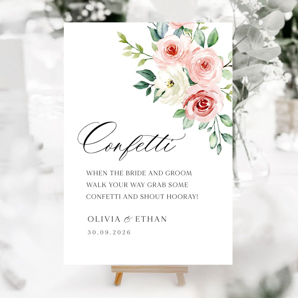 Blush Roses Wedding Accessory Signs (Choose Your Sign)