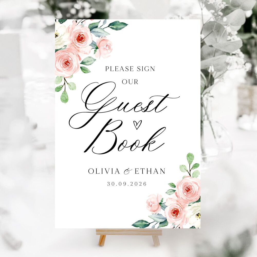 Blush Roses Wedding Accessory Signs (Choose Your Sign)