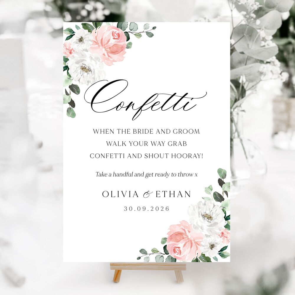 Blush Florals & Eucalyptus Wedding Accessory Signs (Choose Your Sign)