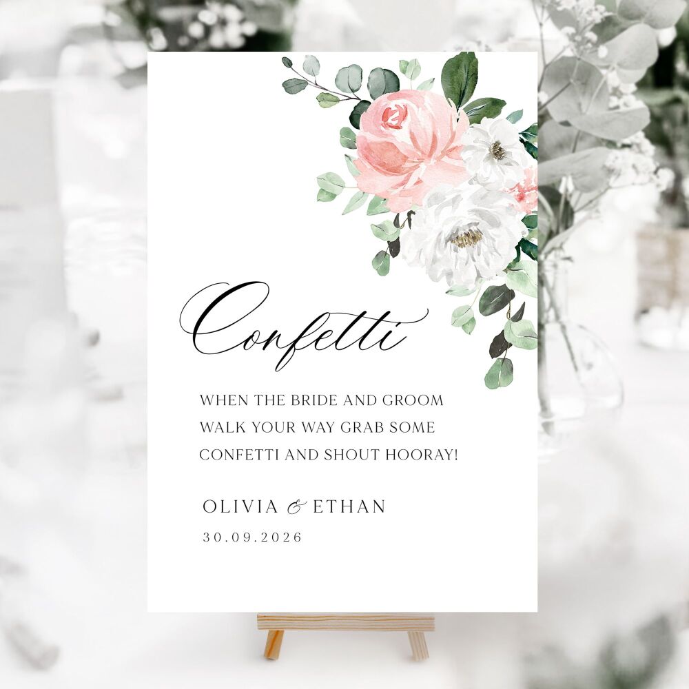 Blush Florals & Eucalyptus Wedding Accessory Signs (Choose Your Sign)