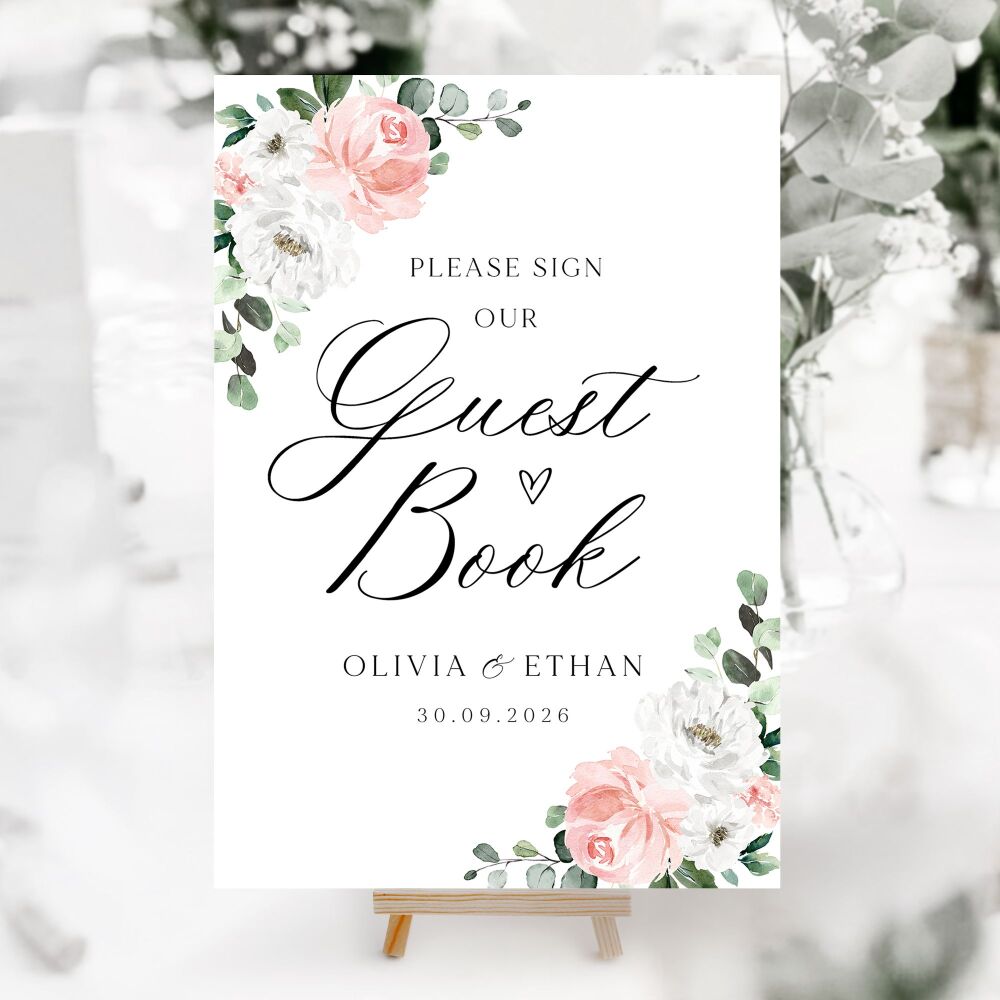 Blush Florals & Eucalyptus Wedding Accessory Signs (Choose Your Sign)