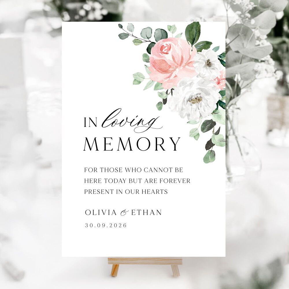 Blush Florals & Eucalyptus Wedding Accessory Signs (Choose Your Sign)