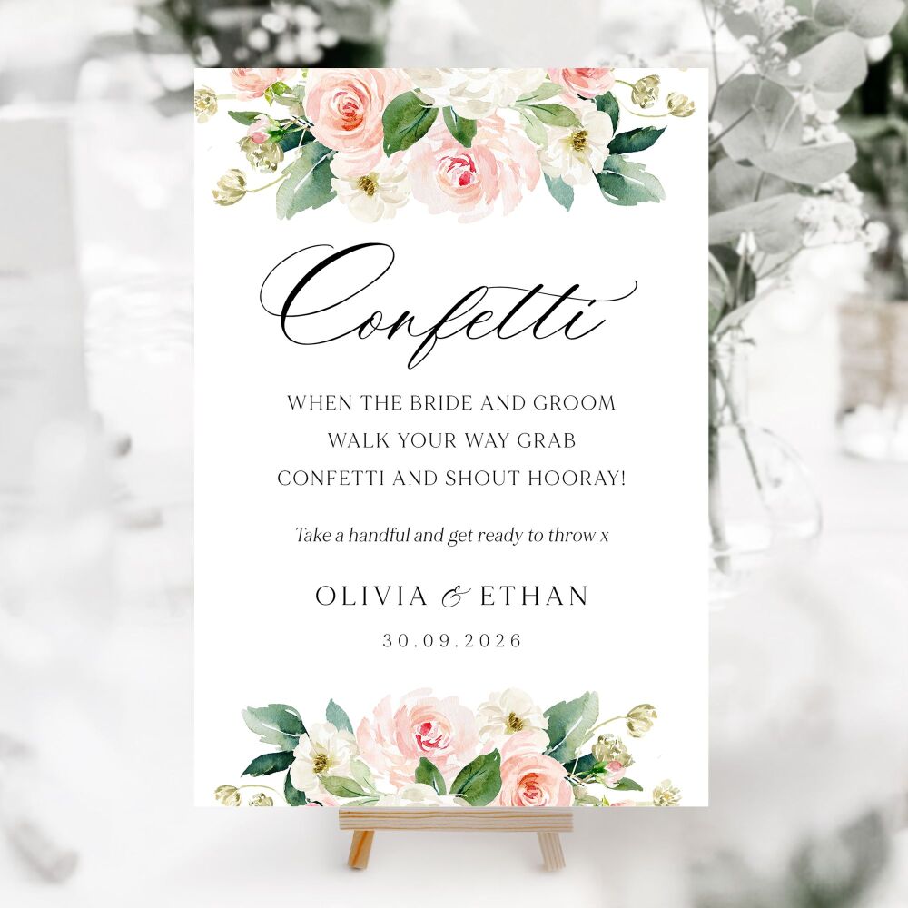 Blush Pink Floral Wedding Accessory Signs (Choose Your Sign)