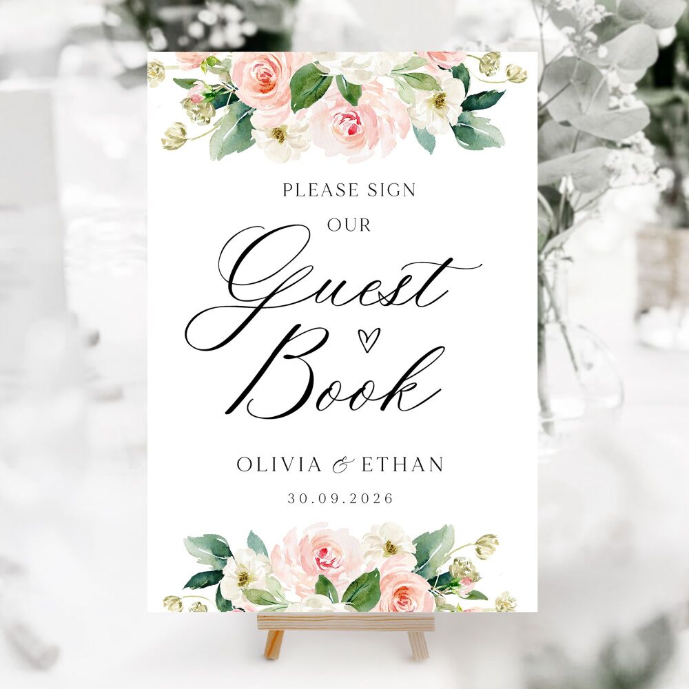 Blush Pink Floral Wedding Accessory Signs (Choose Your Sign)