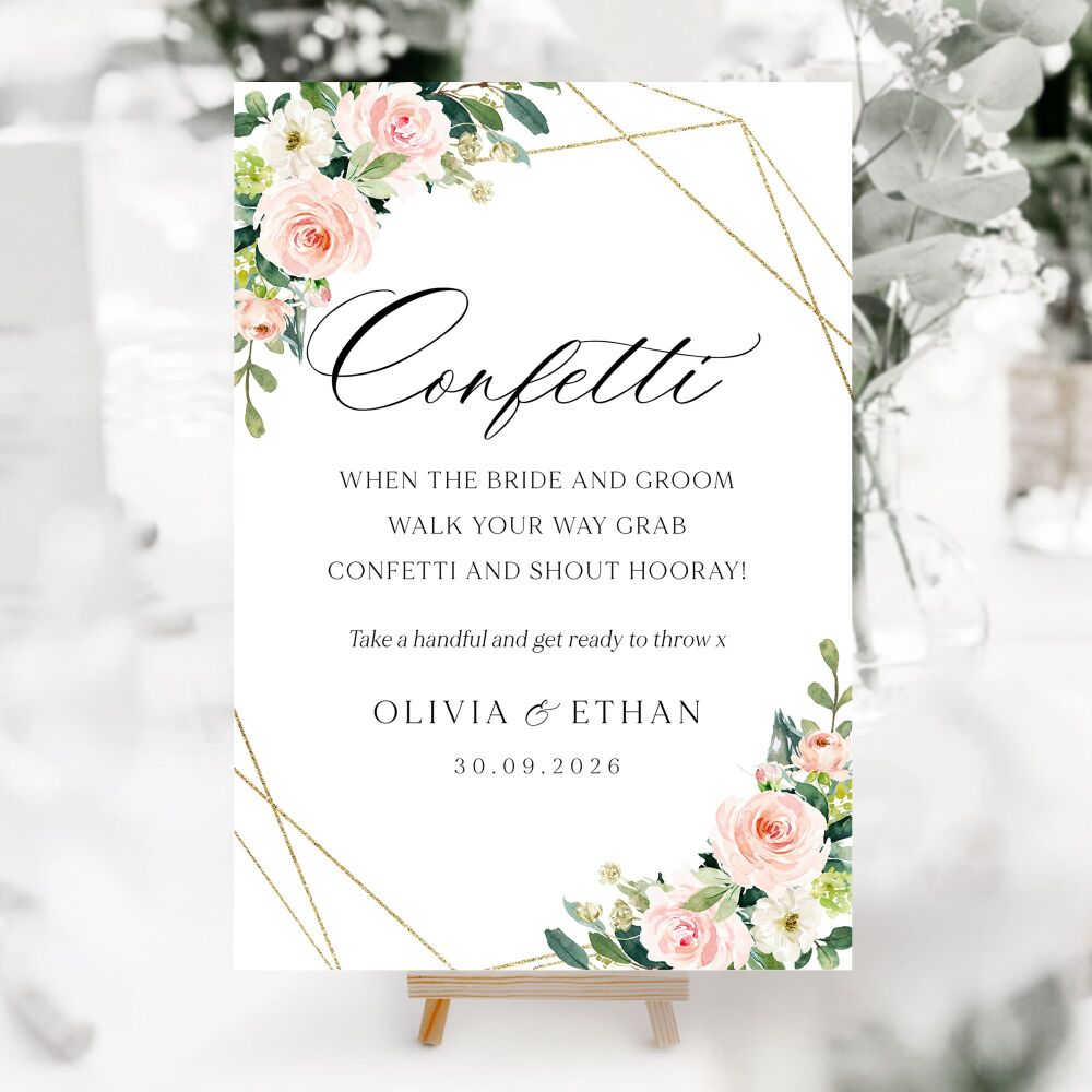 Blush Pink & Gold Wedding Accessory Signs (Choose Your Sign)