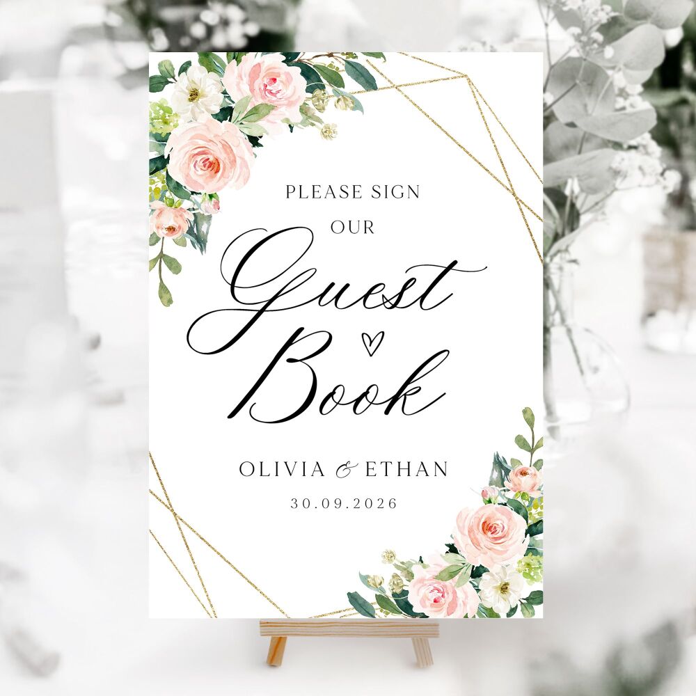 Blush Pink & Gold Wedding Accessory Signs (Choose Your Sign)