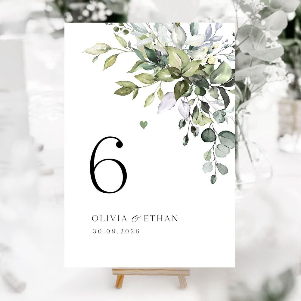 Eucalyptus Bouquet Table Numbers