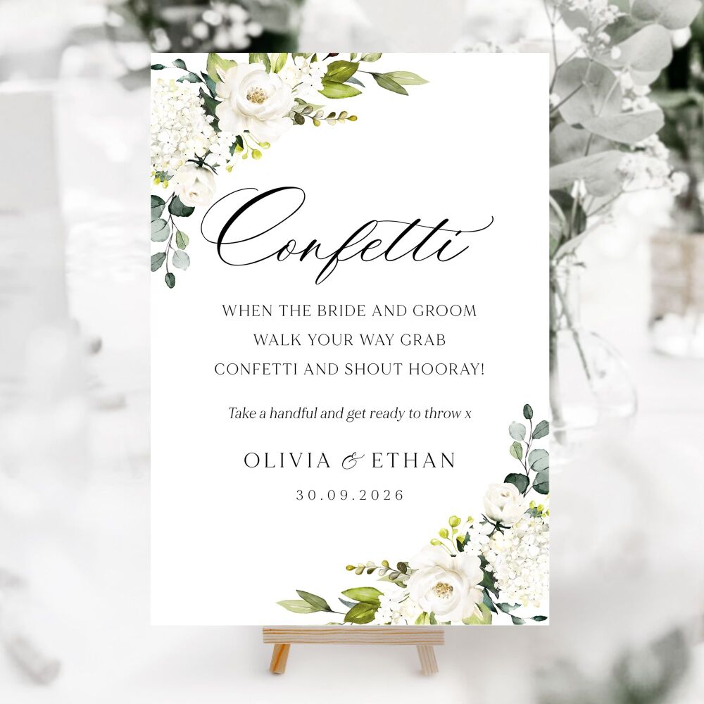 Ivory Florals & Botanicals Wedding Accessory Signs (Choose Your Sign)