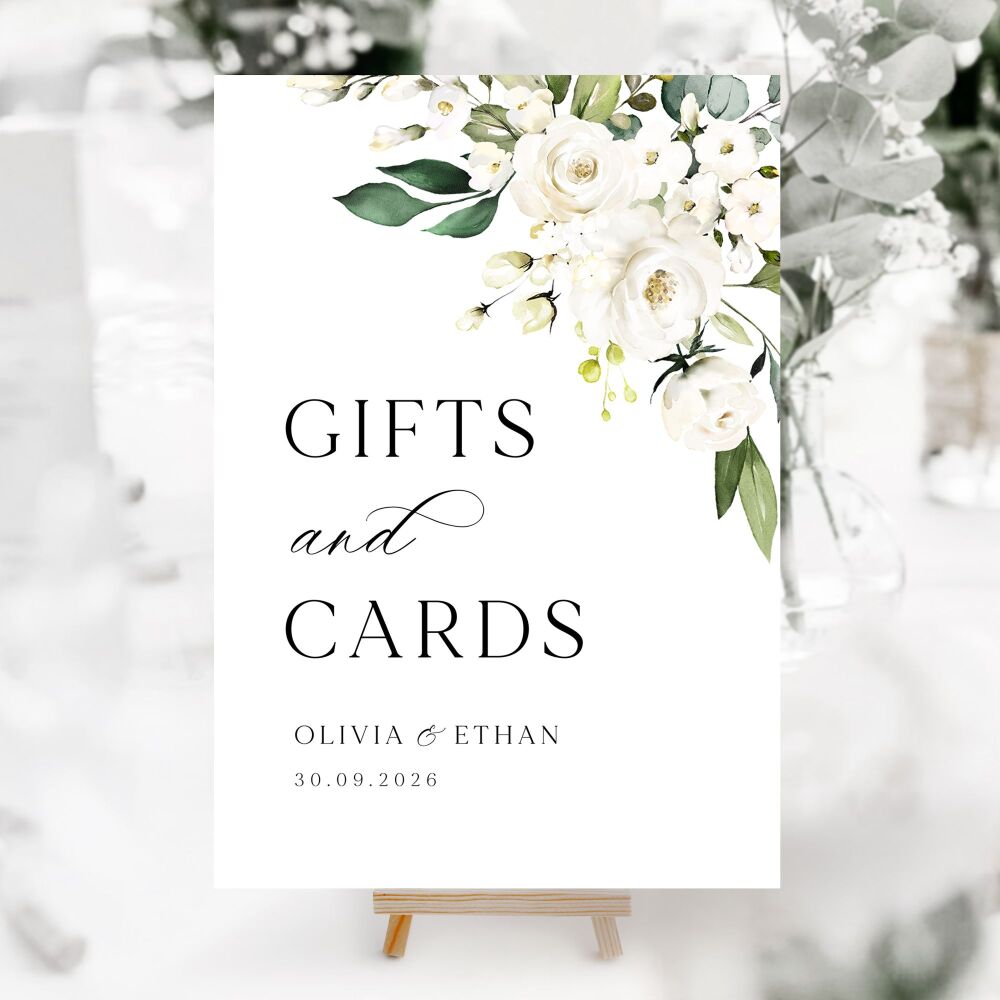 Ivory Florals & Botanicals Wedding Accessory Signs (Choose Your Sign)