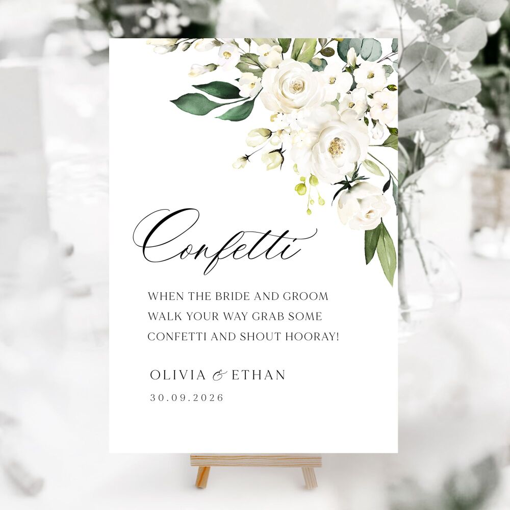 Ivory Florals & Botanicals Wedding Accessory Signs (Choose Your Sign)
