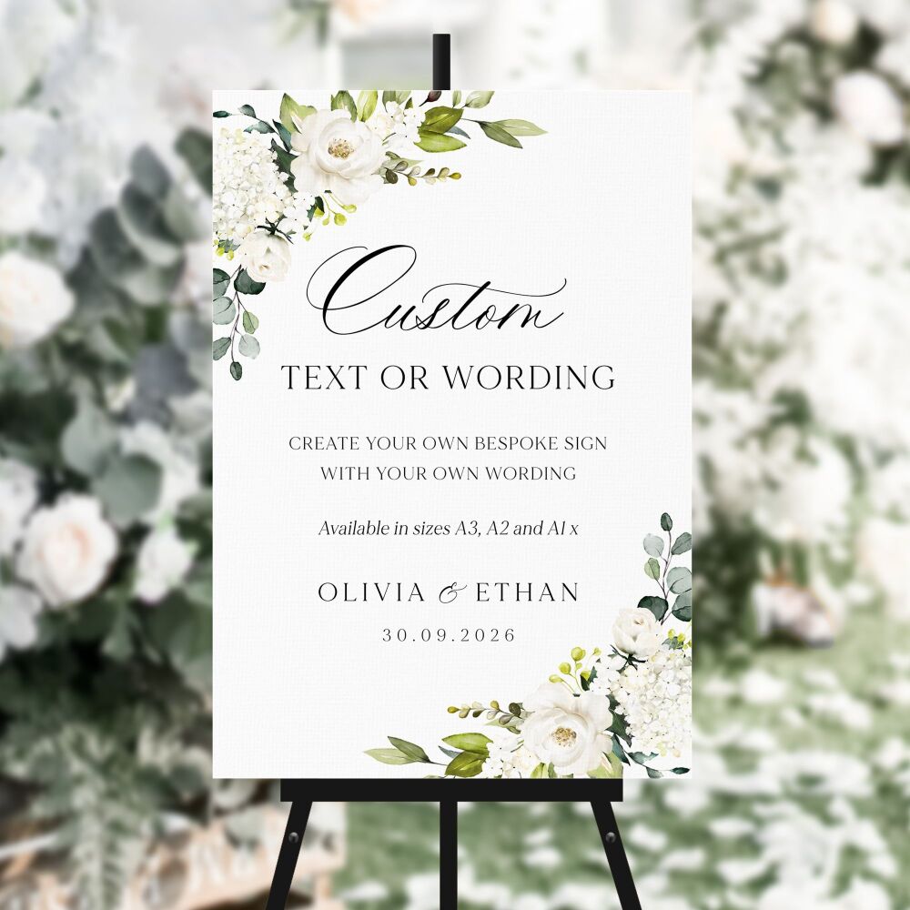 Ivory Florals & Botanicals Large Custom Wording Sign