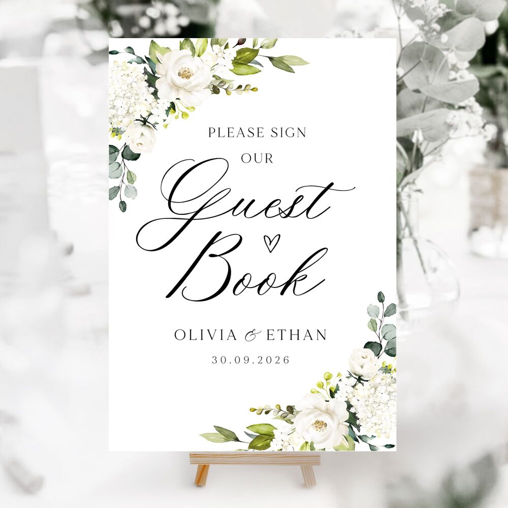 Ivory Florals & Botanicals Wedding Accessory Signs (Choose Your Sign)