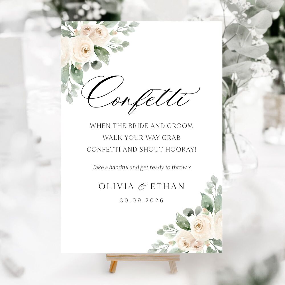 Ivory Peonies Wedding Accessory Signs (Choose Your Sign)