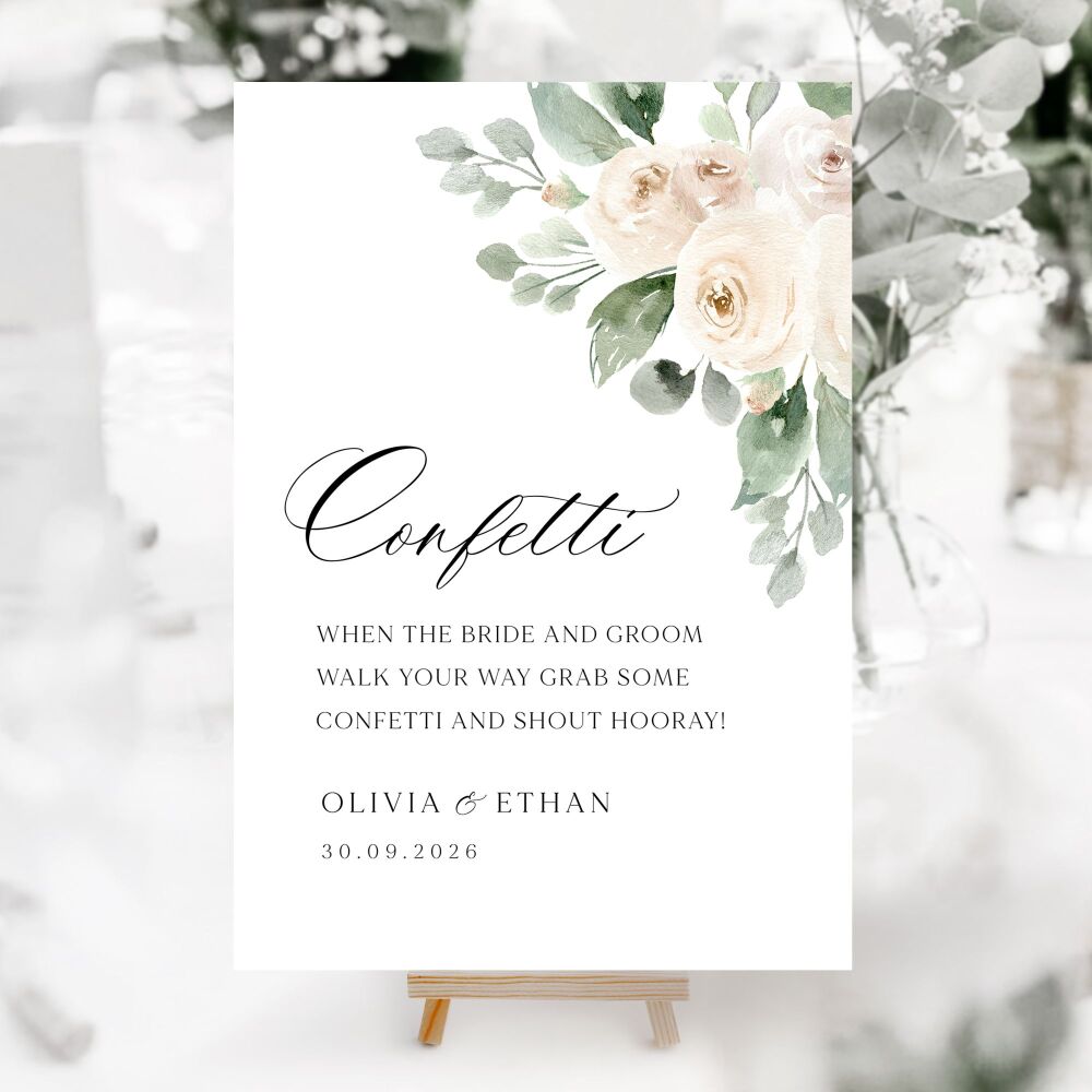 Ivory Peonies Wedding Accessory Signs (Choose Your Sign)