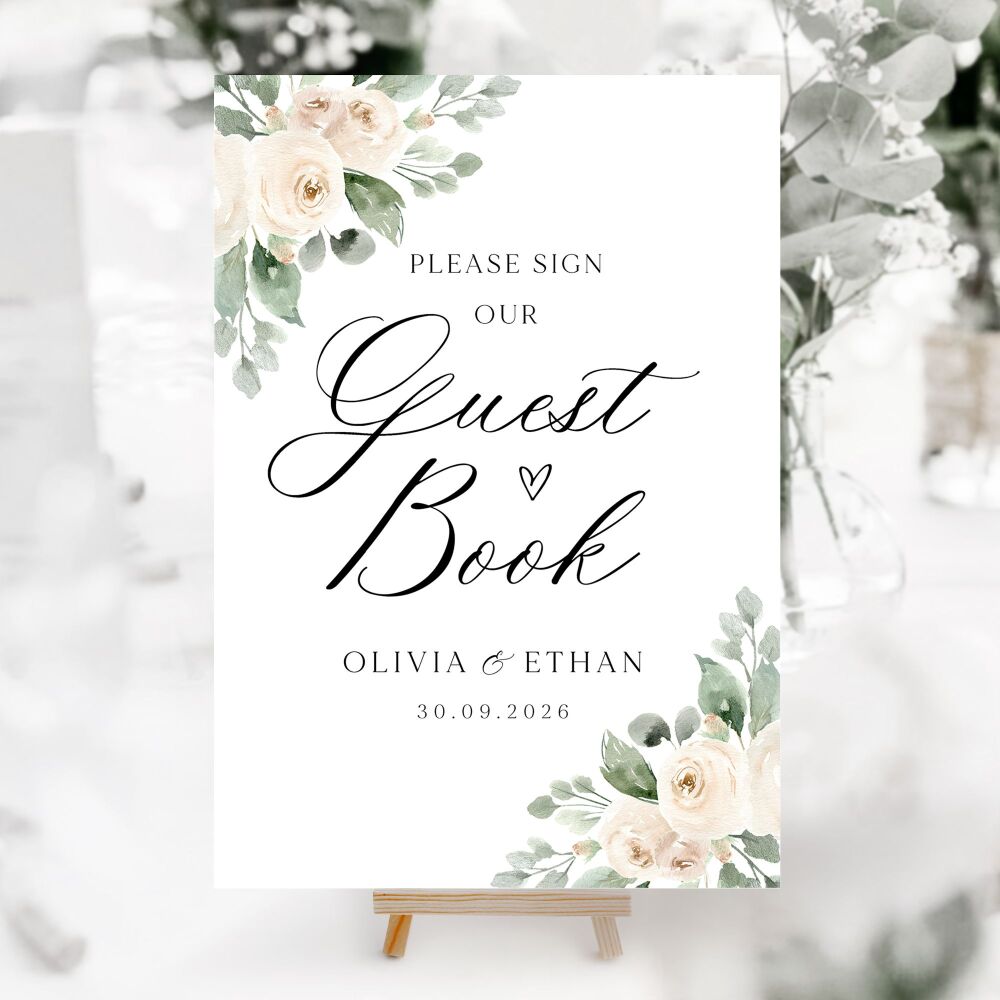Ivory Peonies Wedding Accessory Signs (Choose Your Sign)