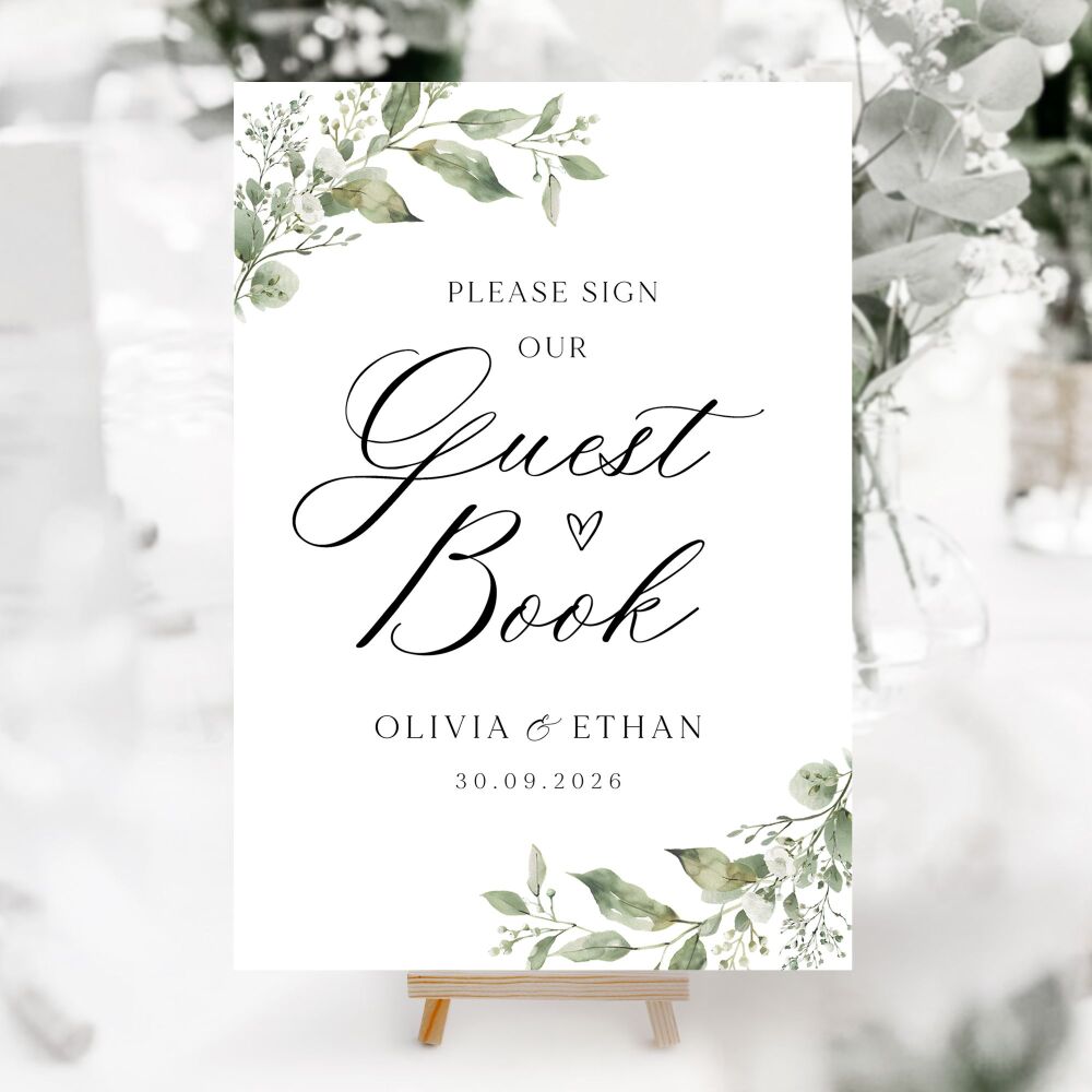 Sage Botanicals Wedding Accessory Signs (Choose Your Sign)