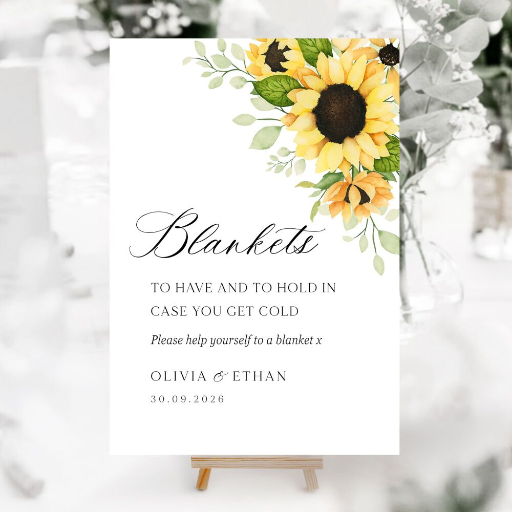 Pretty Sunflowers Wedding Accessory Signs (Choose Your Sign)