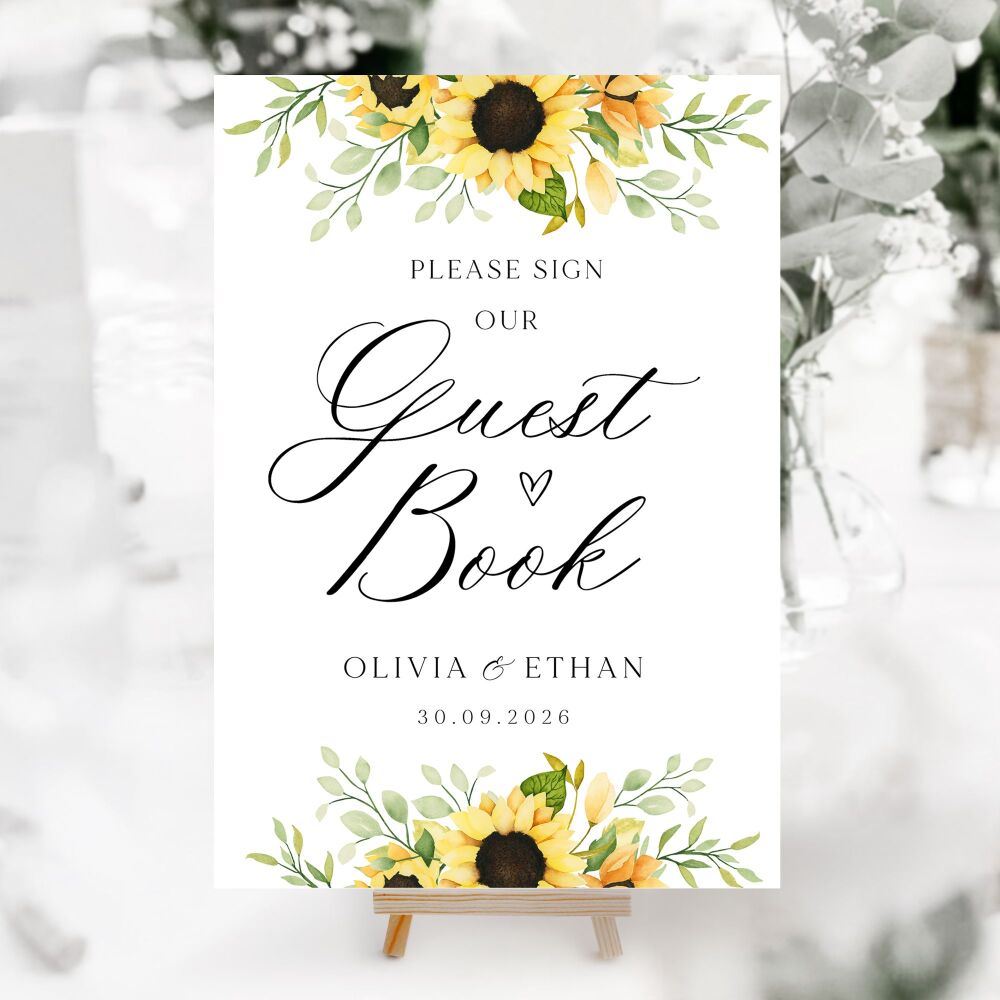 Pretty Sunflowers Wedding Accessory Signs (Choose Your Sign)