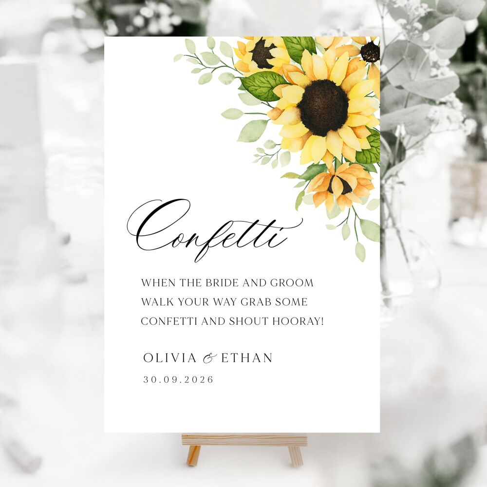Pretty Sunflowers Wedding Accessory Signs (Choose Your Sign)