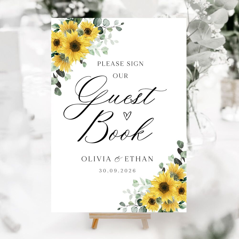 Rustic Sunflowers Wedding Accessory Signs (Choose Your Sign)