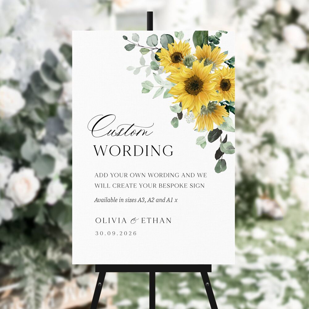 Rustic Sunflowers Large Custom Wording Sign