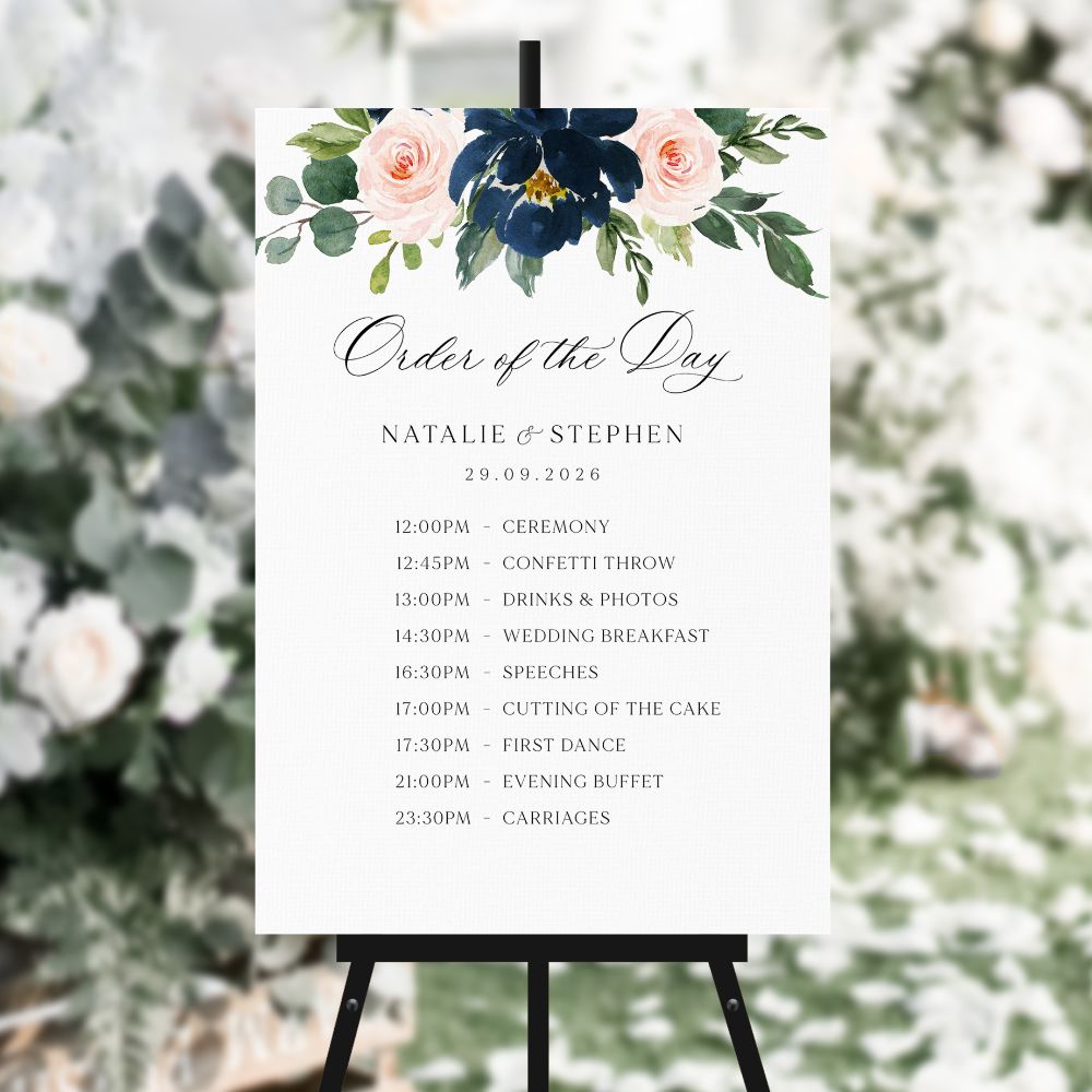 Burgundy & Navy Order of the Day Signs