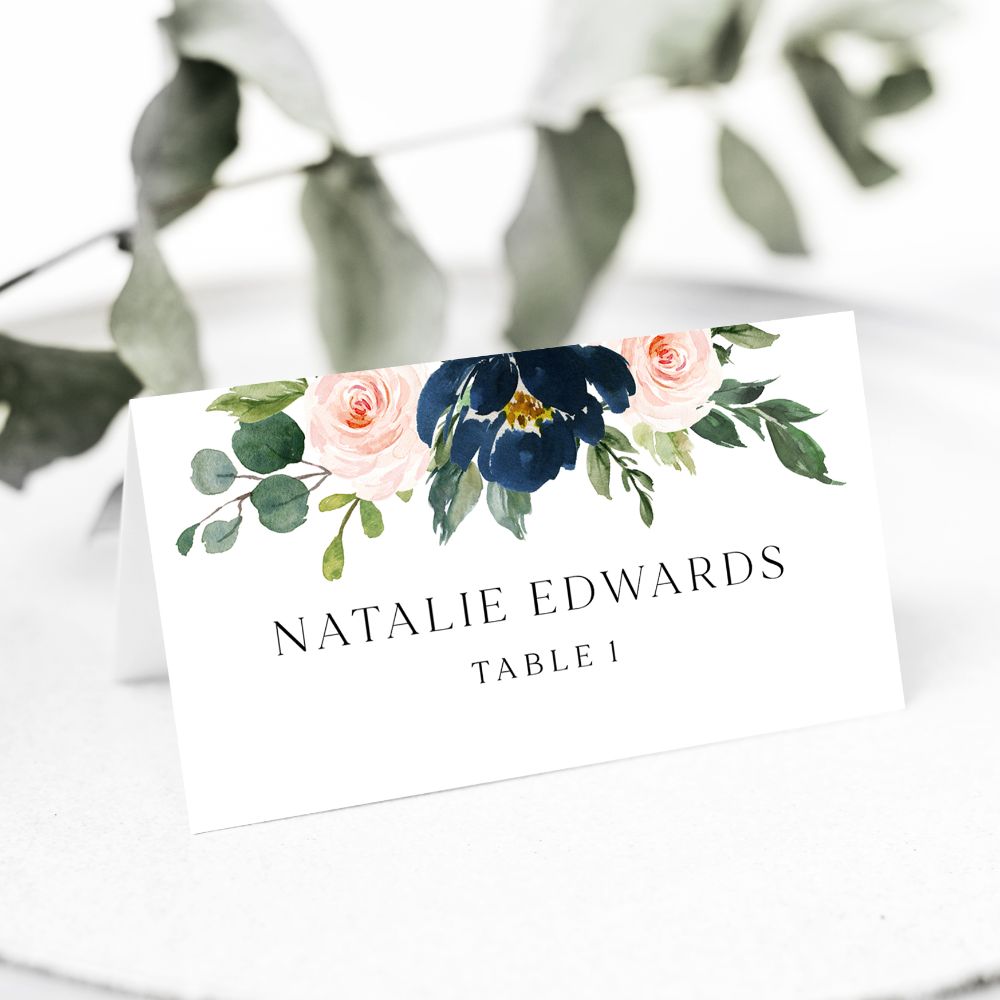 Burgundy & Navy Place Cards
