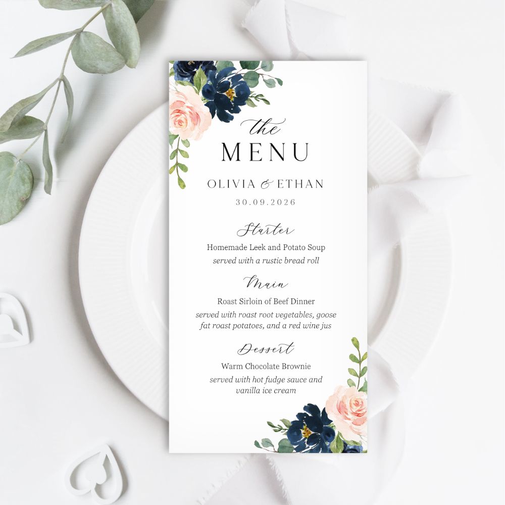 Burgundy & Navy Menus