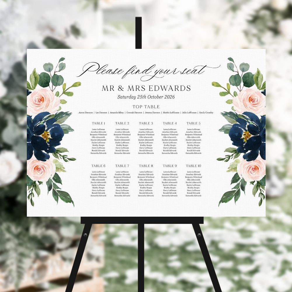 Burgundy & Navy Table Plans