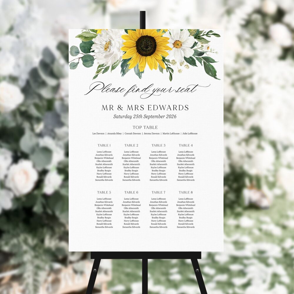 Sunflowers & Daisies Table Plan