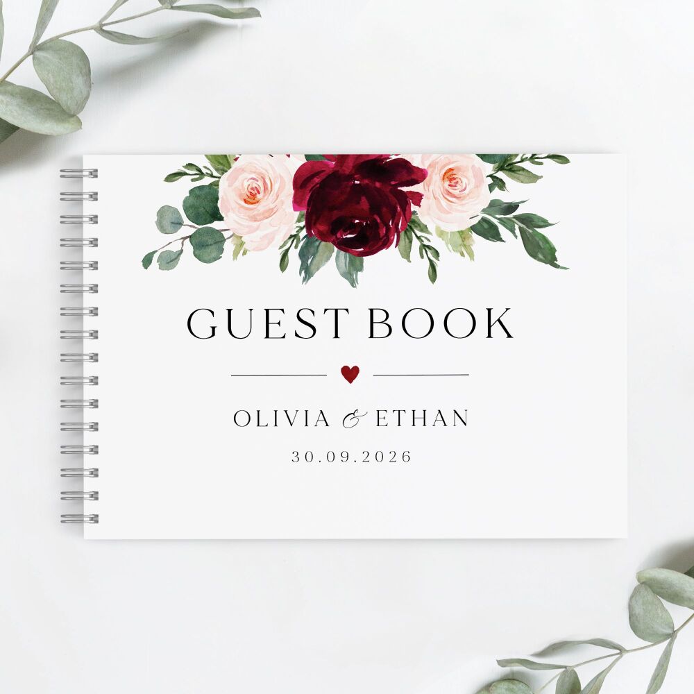 Blush & Burgundy Florals Guest Book