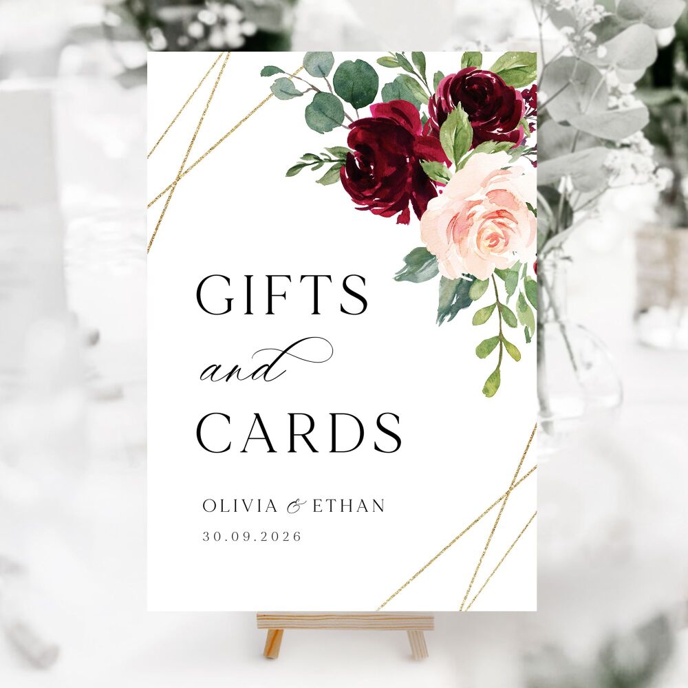 Blush, Burgundy & Gold Wedding Accessory Signs (Choose Your Sign)