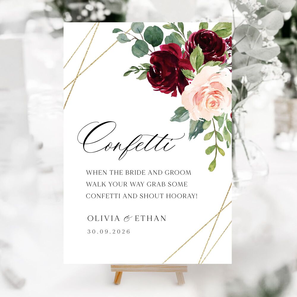 Blush, Burgundy & Gold Wedding Accessory Signs (Choose Your Sign)