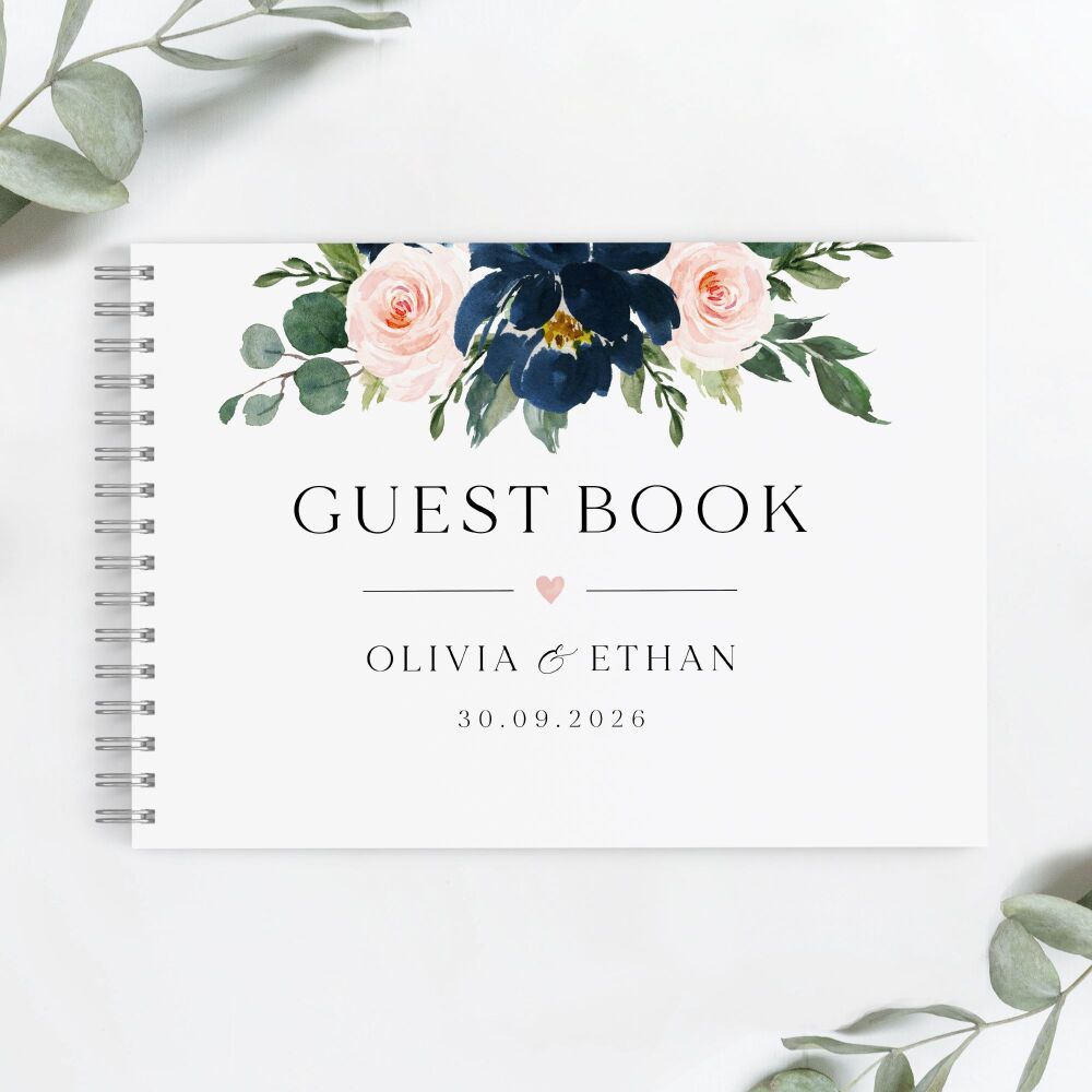 Blush & Navy Florals Guest Book
